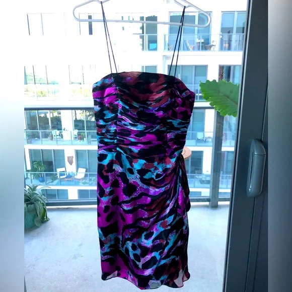 Cache Dresses Cache Silk Animal Print Strapless Mini Dress